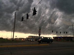 OK, this wasn't exactly during the rainstorm but right before it. My husband took it on his way to pick me up.
