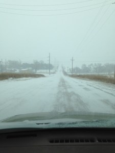 The gravel road leading to the college did get a little snowy. At least it kept the dust in place!