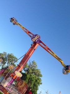 And the people dangling on the ends of it also spin? That's a recipe for motion sickness for sure.