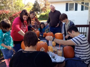 And then we had a pumpkin carving party on our back porch.