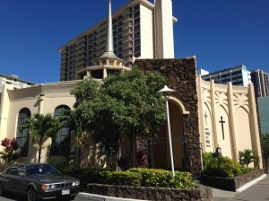 A big, fancy church in Honolulu.